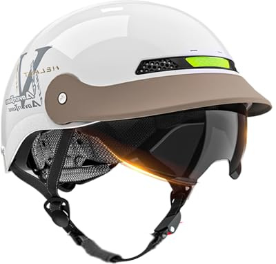 Kustimantu Halbschalen Motorradhelm - Sonnenblende Skateboard Helm,Schnellverschluss Kopfschutz - Cruiser Mountain Bike ATV Fahren
