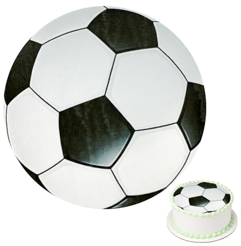 Essbare Tortenaufleger Fussball, Fußball Esspapier Tortendeko Geburtstag | Geburtstagskuchen Deko aus Fondant - 20cm Durchmesser Cake Decoration