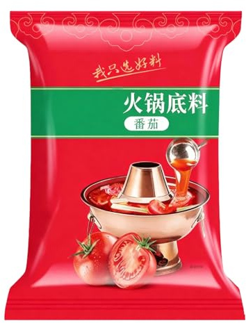 Base pour Fondue Chinoise, 3 Saveurs au Choix, Bouillon, Champignon, Tomate. Préparation Instantanée pour Nouilles, Soupes et Plats 180g(Tomato)
