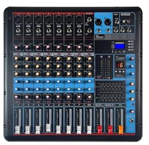 Ljudmixer, Professionell 8-kanals mixerkonsol med 600W*2 effektförstärkarmixer lämplig for scenfestinspelningsstudio för studiokaraoke