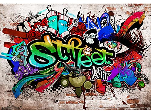 Runa Art Papel tapiz fotográfico 396 x 280 cm arte callejero Graffiti | Lana Decoración De Pared Sala Cuarto | Fabricación alemana | Vistoso 9218012a
