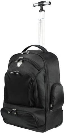 ARIANA Wheeled Backpack Trolley Laptop Rucksack Cabin Hand Luggage Camping Hiking Travel Bag - RT633 (Black)