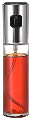 AKOAK 1 spruzzatore per olio da cucina, 100 ml, dispenser per olio d'oliva, bottiglia spray in vetro trasparente per uso alimentare, per barbecue/insalata/cottura in cucina (argento)