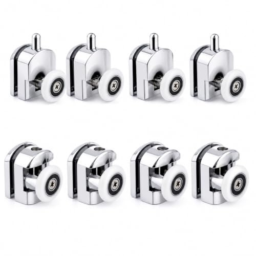 STARVAST Lot de 8 Roulettes pour Porte de Douche - Roulettes Cabine de Douche en Alliage de Zinc - Roulette Porte Coulissante Douche pour Salle de Bain 25mm (4 Supérieures et 4 Inférieures)