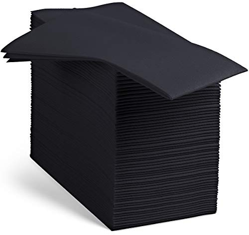 100 Linen-Feel Black Paper Napkins - Decorative Cloth-Like Black Dinner Napkins - Soft and Absorbent. for Kitchen, Party, Wedding, Bathroom Or Any Occasion. (Pack of 100)