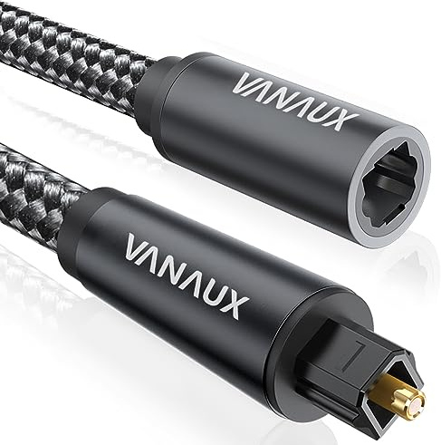VANAUX Optical Extension Cable Digital Toslink Male to Female S/PDIF Cords Compatible with Home Theater, Sound Bar, TV, PS4, Xbox, PlayStation & More - Black (10ft/3m)