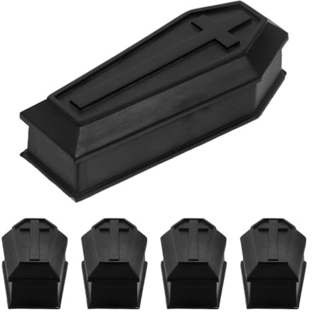 Toyvian Lot de 5 bols en bois en forme de cercueil avec couvercle pour Halloween Noir