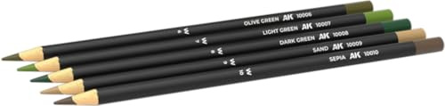 AK AK10040 Watercolor Pencil Set Green and Brown CAMOUFLAGES (5 Colors)