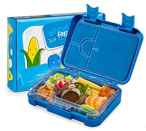 schmatzfatz Junior Brotdose für Kinder mit Fächern, Bunte , Unterteilt & Auslaufsicher, BPA-Freie Lunchbox für Kita, Bento Box , Sichere Vesperdose