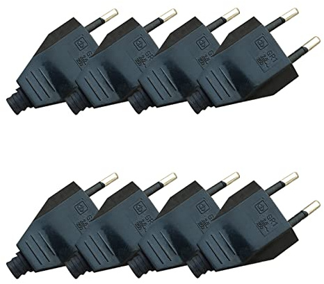 GERUI Eurostecker Flach, 8 Stücke Euro Flachstecker, Stromstecker Flach | (220V, 2.5A), Euro Stecker Flach Schraubanschluss Lose - Schwarz
