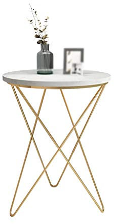 Nachttische Marmor runder Beistelltisch, Kreativität Metall Couchtisch Hotel Schlafzimmer Western Restaurant Kleiner Esstisch, Weiß, 47 * 47 * 62CM Korbtisch (Farbe: Weiß, Größe: 47 * 47 *