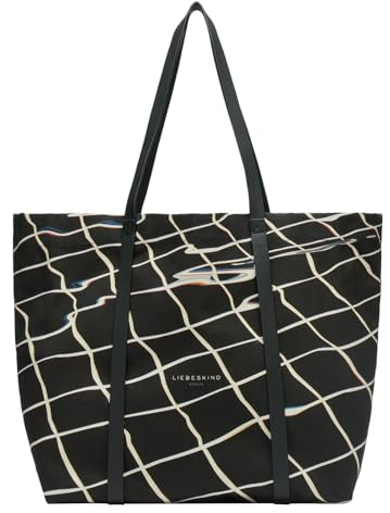 Liebeskind Berlin Damen-Shopper „Aurora“ – Große Canvas-Tasche Damen mit Reißverschlussfach und Leder-Schulterriemen – Shopper Bag Women – Passend für Laptops bis 16 Zoll – Light Bag, Schwarz