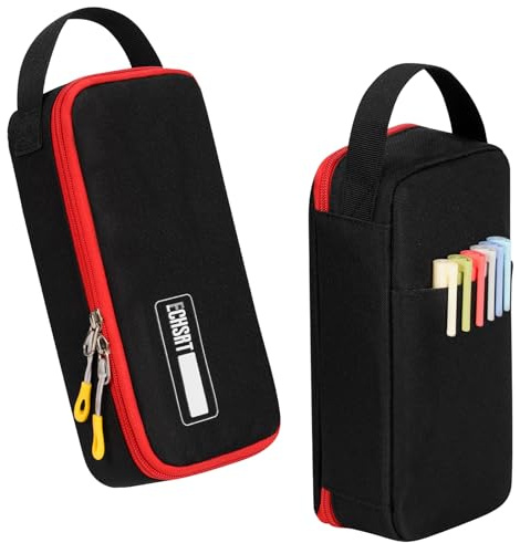 ECHSRT Big Pencil Case, Aesthetic Portable Zipper Pencil Bag with Hidden Pocket, Special Pouch for Men Women Adults, Stationery Organizer Pen Cases for Office Travel,Black
