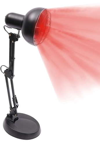 Fermoirper Lámpara de infrarrojos con cubierta de malla antiquemaduras, 150 W, lámpara de luz roja, lámpara de calor para el tratamiento de resfriados y relajación muscular, lámpara calefactora