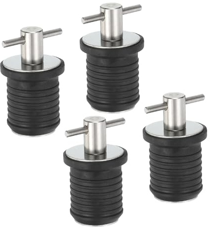 PATIKIL 1 Boot Ablaufstöpsel 4Stk T Griff Edelstahl Boot Stöpsel Schnapp Ablauf Marine Dreh Stöpsel Gummi Stöpsel für Yachten Kajaks Marine Boot Abläufe