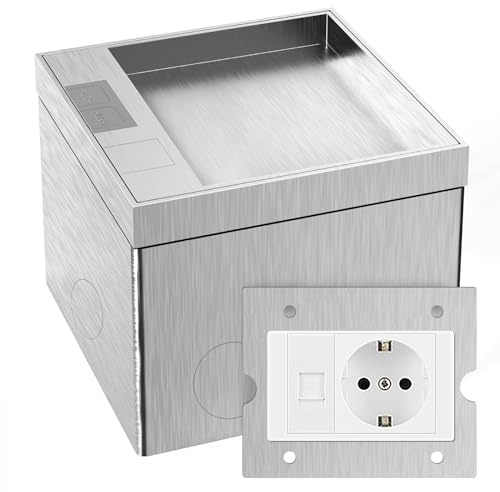 CHENGPI Presa Elettrica Esterno, Presa di Corrente a Pavimento per Interni con spina AC 250V/16A/HDMI, Presa Elettrica Impermeabile in Acciaio Inox per Casa, Uffici/Tappeti per Pavimenti in Marmo