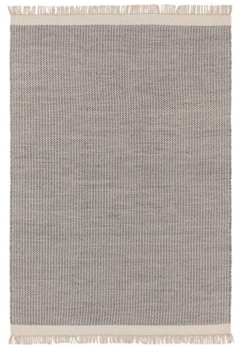 benuta Pure Wollteppich Kim - Grau 120x170 cm - Baumwolle,Wolle - Rechteckig & im Style: Ikat, Hygge & Cozy, Minimalistisch - Pflegeleicht für Wohnzimmer Schlafzimmer
