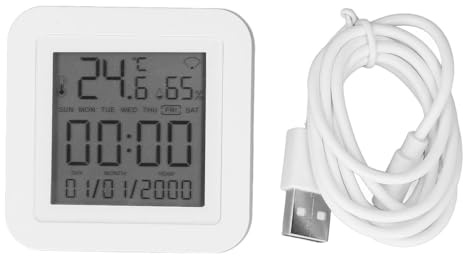 Masyrt Smart USB Powered Temperature Humidity Sensor with Digital Hygrometer, LCD Backlight for Indoor Temperature Monitoring, Fits Perfectly for Smart Home