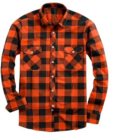 Hemd Herren Flanellhemd Kariertes Freizeithemden Langarm Freizeithemd mit Brusttasche Lange Ärmel Flanellhemden Mode Herrenhemden Overshirt Freizeit Trachtenhemd Stehkragenhemd Baumwolle Langarmhemd