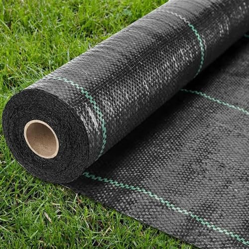 FENGSHENG-SHOP Weed Control Membrane, 1M x 15M Heavy Duty Weed Fabric Control Weed Control Fabric Ground Cover Membrane UV Stabilised Weed Barrier Fabric for Patios Garden Flower Beds Landscaping