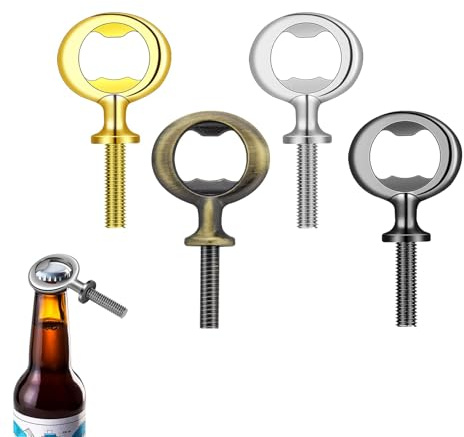Weenwill Flaschenöffner,4 Stück Bieröffner Metall Rohlinge Edelstahl Flaschenöffner Einsätze Gewinde Bierflaschenöffner Satz für Startseite Kneipe Outdoor Männer