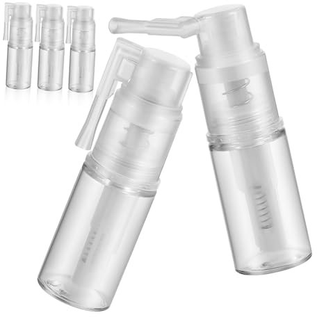 WOONEKY Powder Dispenser Bottles Empty Refillable Spray Bottle 5 Pcs 14Ml Plastic with Foldable Nozzle Wide Application for Applying Dry Shampoo Professional Use