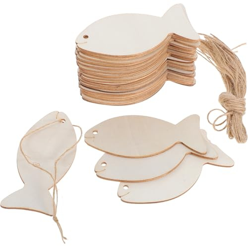 Veemoon Holz Fische Bastelset 32 Stück Unfertige Holzscheiben Fischform Mit Löchern Zum Bemalen Und Dekorieren Für Diy Geschenkanhänger Und Partydeko Naturholz Zum Selbstgestalten