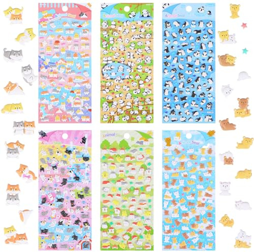 CIATBYYJ 600+ 3D Puffy Sticker, Kawaii Tier Aufkleber, Wasserdicht, für Handyhüllen, Notizbuch, Scrapbooking (B)