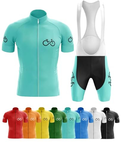 COITROZR Personalisiertes Radsporttrikot Set Individuelles Kurzarm-MTB-Rennradtrikots für Herren mit schneller Trocknung mit Team Namen Logo Fahrradbekleidung Herren Set(E)