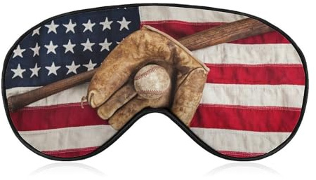 Bequemer Augenschutz für die Nacht, Augenabdeckung mit Vintage-Ball, Baseball und amerikanischer Flagge, weiches elastisches Band für Damen und Herren