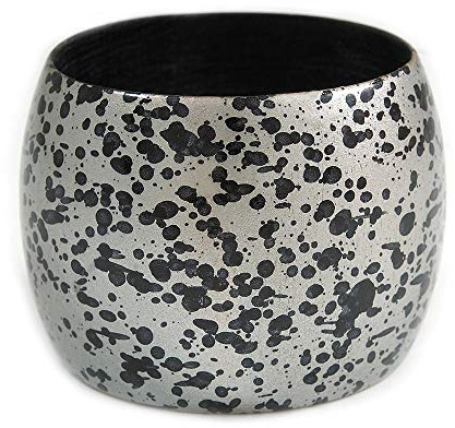 Avalaya Chunky Wooden Bangle Bracelet in Metallic Silver/Black - size L
