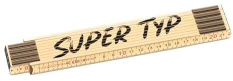 Super Typ Zollstock, Holz Gliedermaßstab, 2 Meter Länge, mit metrischer Skala