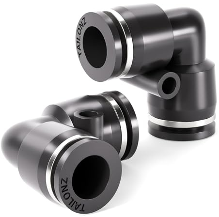 TAILONZ PNEUMATIC Codo negro con diámetro exterior de 4 mm para racores rápidos roscados Racor rápido roscado PV4 (pack de 10)