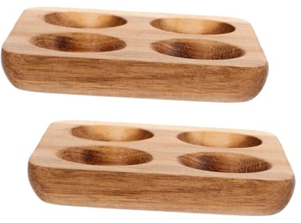 SHINEOFI 2pezzi Legno Contenitore per Uova Portauova per Frigorifero Scanalature Sicure per Esposizione o Conservazione Materiale Legno di Acacia Design Salvaspazio per Piano di Lavoro