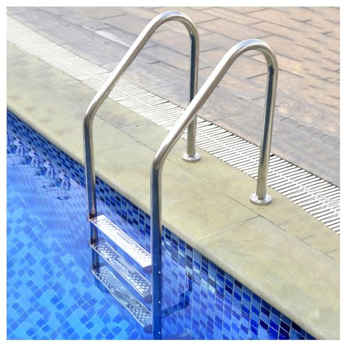Poolleiter aus Edelstahl mit Schnellmontageboden, unterstützt bis zu 250 kg, ideal für Innen- und Außenpools und Wasserparks