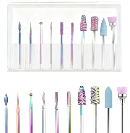 Galenecx 10 Pièces Embout Ponceuse Ongles, Portables Forets à Ongles Set, Embout Ponceuse Ongle Professionnel, pour Enlever le Gel et les Cuticules, Convient à la Plupart des Ponceuses pour Ongle
