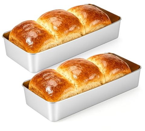 VINATO Set de 2 Bandeja de Horno de Acero Inoxidable,Rectangular Honda,Bandejas Acero Inoxidable,Bandeja de Grasa para Hornear Cocinar