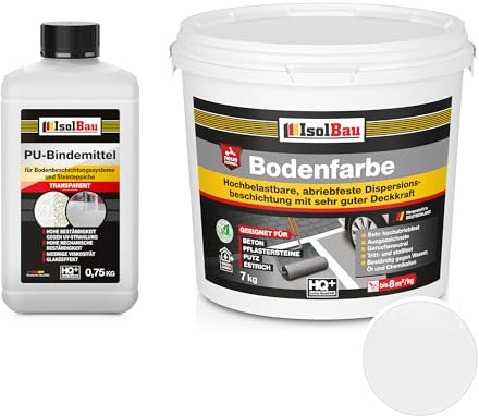 Isolbau - 2K PU-Bodenbeschichtung für Innen- und Außenböden - Bodenfarbe Weiss mit PU-Bindemittel für Garagen, Werkstätten, Kellern - Garagenboden-Beschichtung - Betonfarbe 7kg
