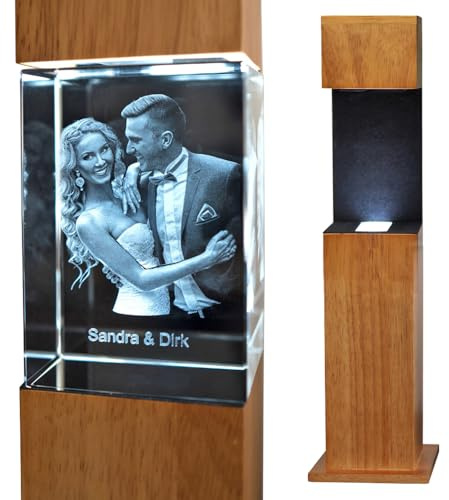 contento | 3D Glasbild Sky Holz | 3D Glasfoto | LED-beleuchtetes Glasfoto 3D 32,6 cm, Kristallglas 9×6×6 cm | Kristallfoto | Geschenkidee für Weihnachten, Geburtstag