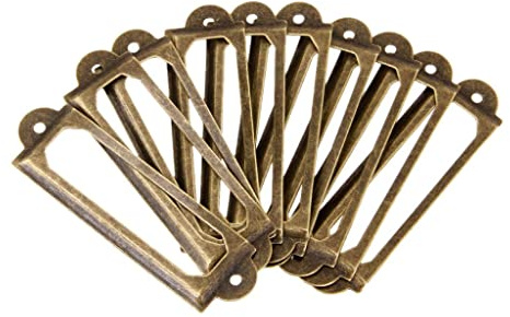 JISADER 50 Stück Etikettenhalter Als Einschubetiketten Und Schranketiketten Robuste Ordnungshelfer Aus Metall für Aufbewahrungsboxen Und Schmuckkästen Im Haus, Messing, 60 * 17mm