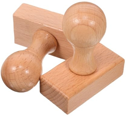 Alipis Lot de 2 Tampons Ronds en Bois de Hêtre 50x25x15mm Supports de Poignée Ronde pour Activités Manuelles Garçon et Filles, Loisirs Créatifs, Scrapbooking et Décoration Personnalisée