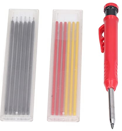 Jonlaki Woodworking Marking Pen with Alloy Tip, Multicolor Refill Set, Ergonomic Scriber Tool for Metal, Glass, Plastic, Wood