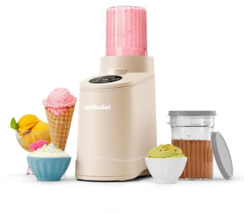 nutribullet Chill Ice Cream Maker - 500W Frozen Dessert Machine with 5 Preset Programs for Ice Cream, Gelato, Sorbet, Smoothie Bowls & Frozen Yogurt - Dishwasher Safe, Compact Design - Latte Beige