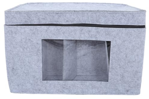 Healeved Estuche para Copas de Vino, Caja de Almacenamiento para Copas de Cristal o Vidrio, Capacidad para 12 de Vino Tinto o Blanco, Incluye Tapa y Asas, 40,6 x 29 x 25,4 cm.