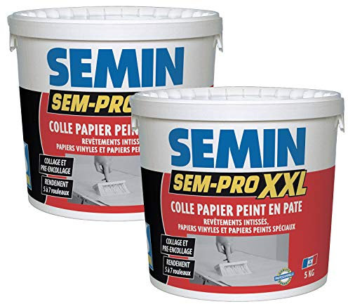Colle Papiers Peints en Pâte Semin Sem-Pro XXL, Prêt à l'Emploi, Seau de 5 kg (Lot de 2)