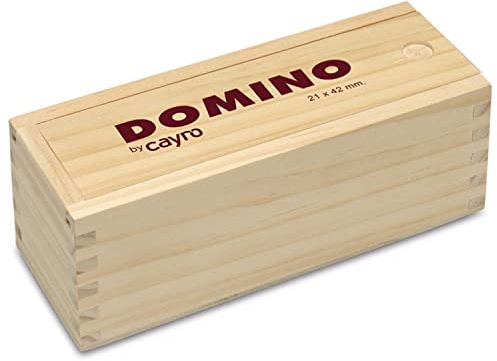 Cayro - Dominos - + 6 Ans - Coffret Traditionnel en Bois avec Couvercle Coulissant - Jeu De Société Classique - Idéal pour Enfants Et Adultes - Idéal pour 2 À 4 Joueurs