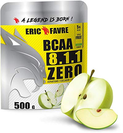 BCAA POUDRE 8.1.1 Zero - Acides Aminés Musculation Vegan - Votre Allié Pour Des Entraînements Efficaces - Performance Accentuée - 500g - Saveur Pomme Verte - Eric Favre