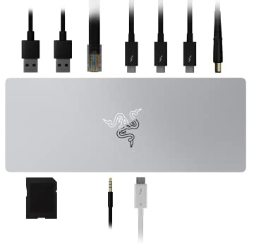 Razer Thunderbolt 4 Dock: 10 Ports in 1 - Dual 4K oder Single 8K Output - USB A und C Hub, 2.5GbE, Mac und PC kompatibel - Zertifiziert - Passthrough Charging - Mercury