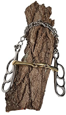 Esposita Postkandare mit DREI Ringen - doppelt gebrochen - Mundstück aus Messing Ringe aus Edelstahl 12,5cm
