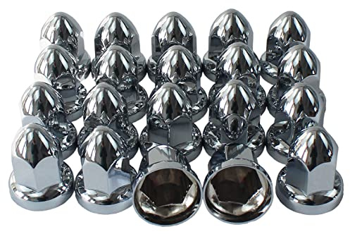 KASONG 33mm Chrome ABS Plastic Lug Nut Covers Caps with Flange Push on Bullet for Semi Truck (20)